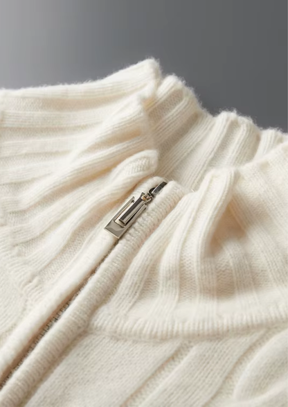 Pure Extra-Fine Merino Wool Dual-Zip Cable Cardigan | Apuro