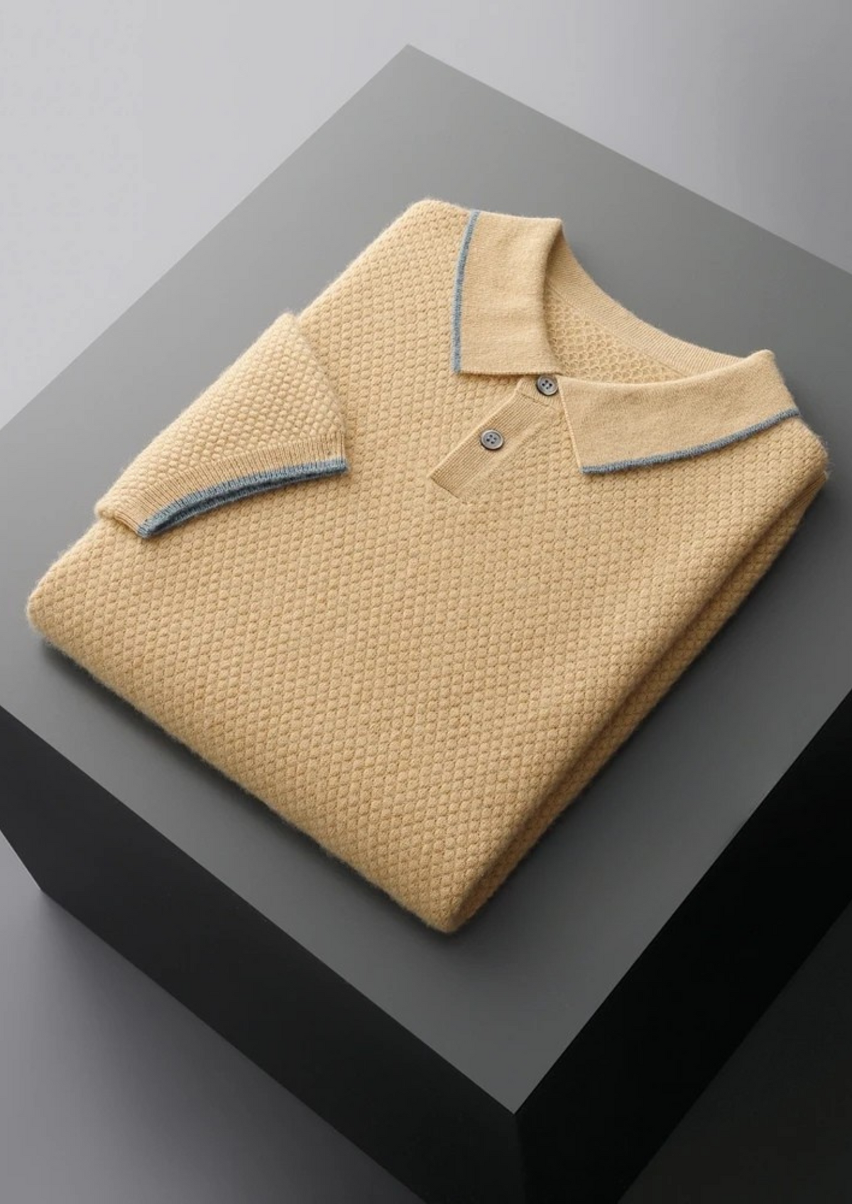 Premium Cashmere Mustard Two-Tone Polo | Apuro