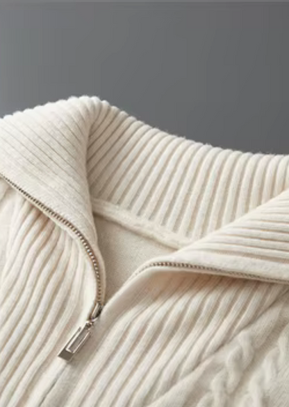 Pure Extra-Fine Merino Wool Striped Half-Zip Sweater | Apuro