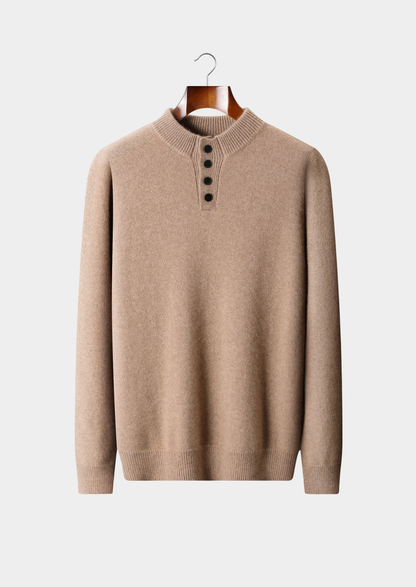 Pure Cashmere Beige Button Sweater | Apuro