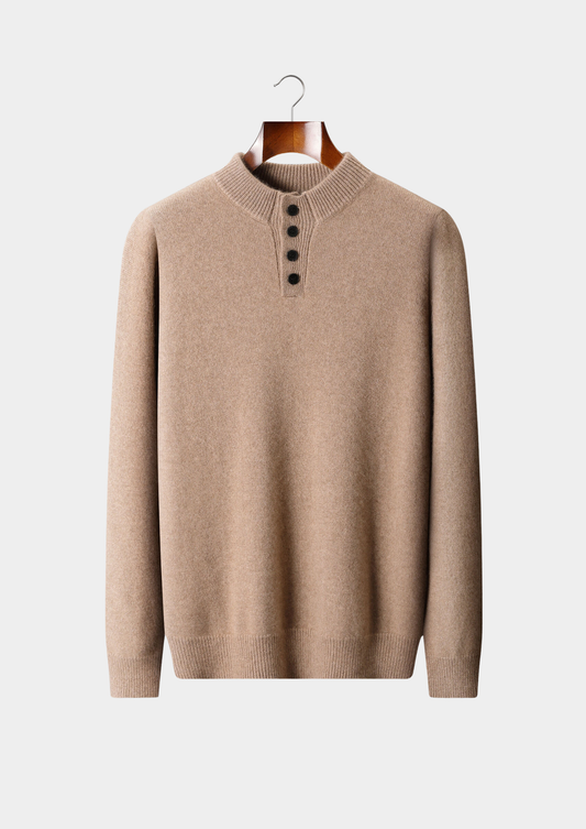 Pure Cashmere Beige Button Sweater | Apuro