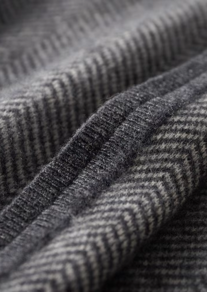 Pure Extra-Fine Merino Wool Gray Herringbone Set | Apuro