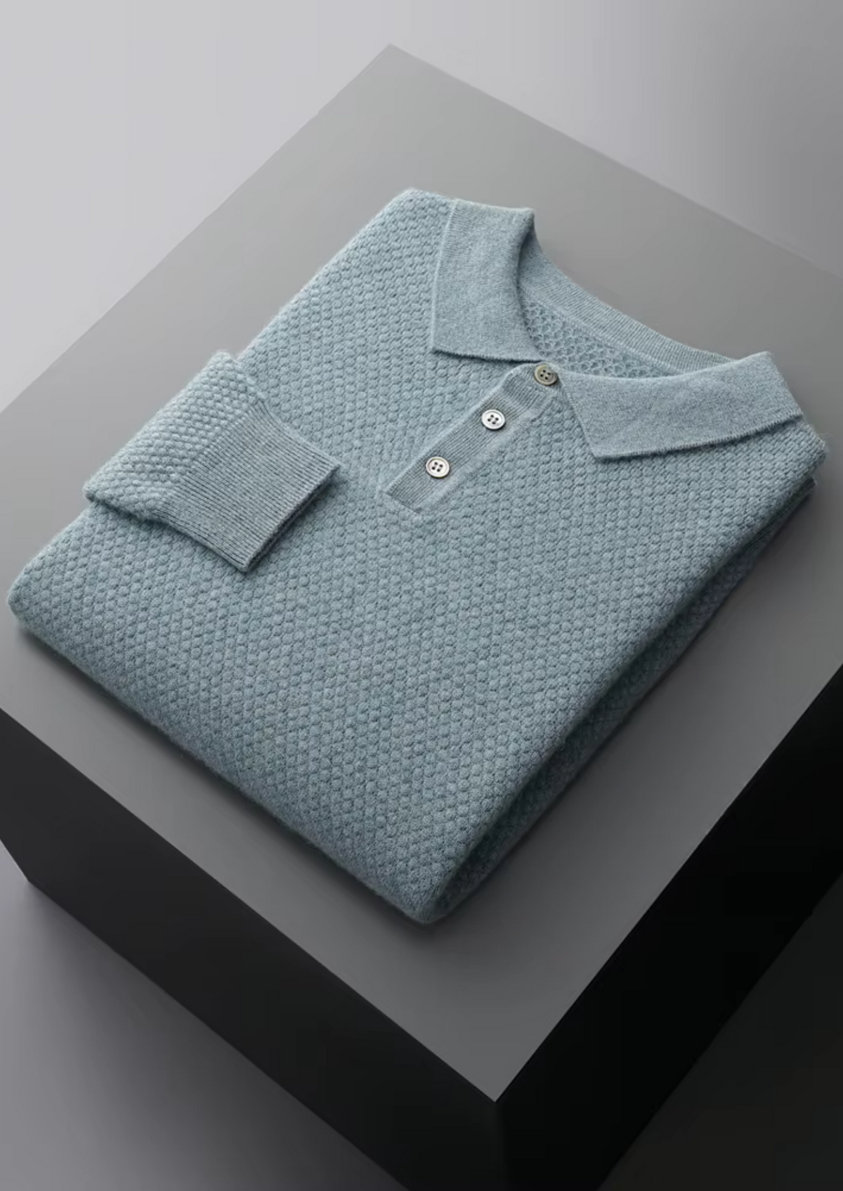 Premium Cashmere Textured Sweater Polo | Apuro