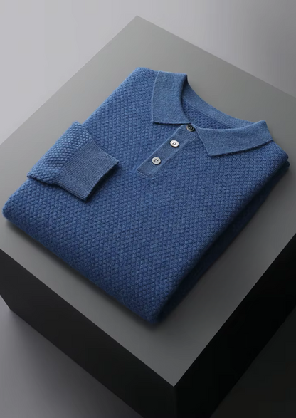 Premium Cashmere Textured Sweater Polo | Apuro
