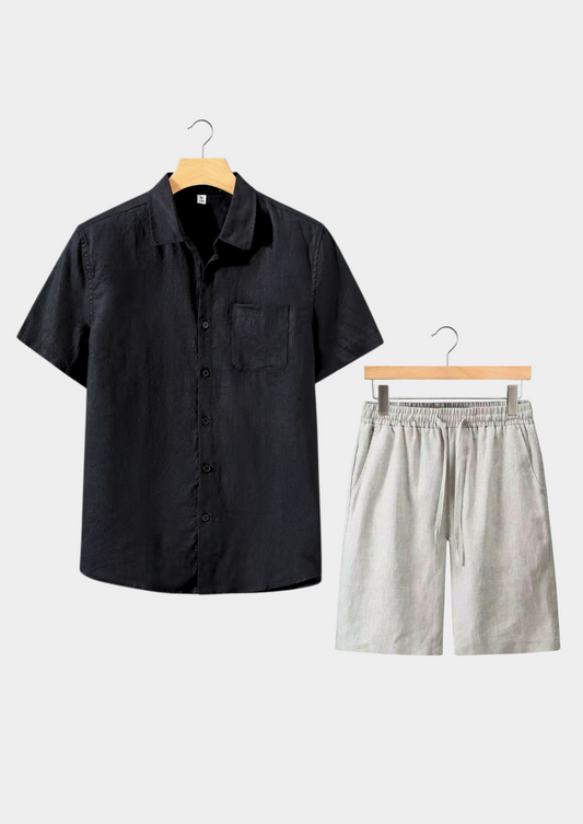 Dolcevita Shortsleeve Summer Set - Black/beige | Apuro