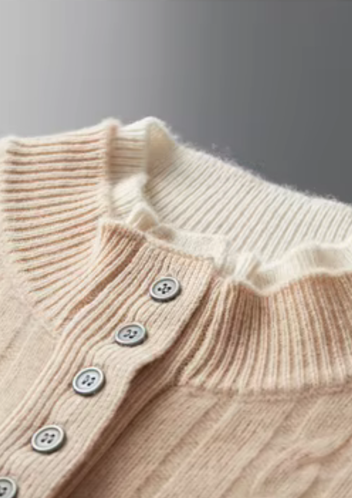 Pure Extra-Fine Merino Wool Cable Knit Henley Sweater | Apuro