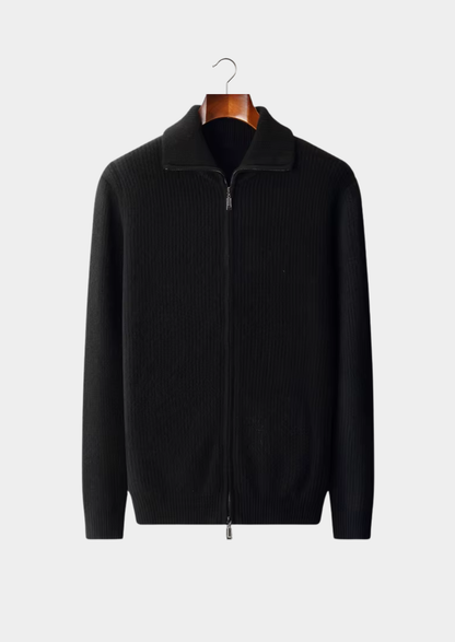 Pure Extra-Fine Merino Wool Funnel Neck Dual Zip Cardigan | Apuro