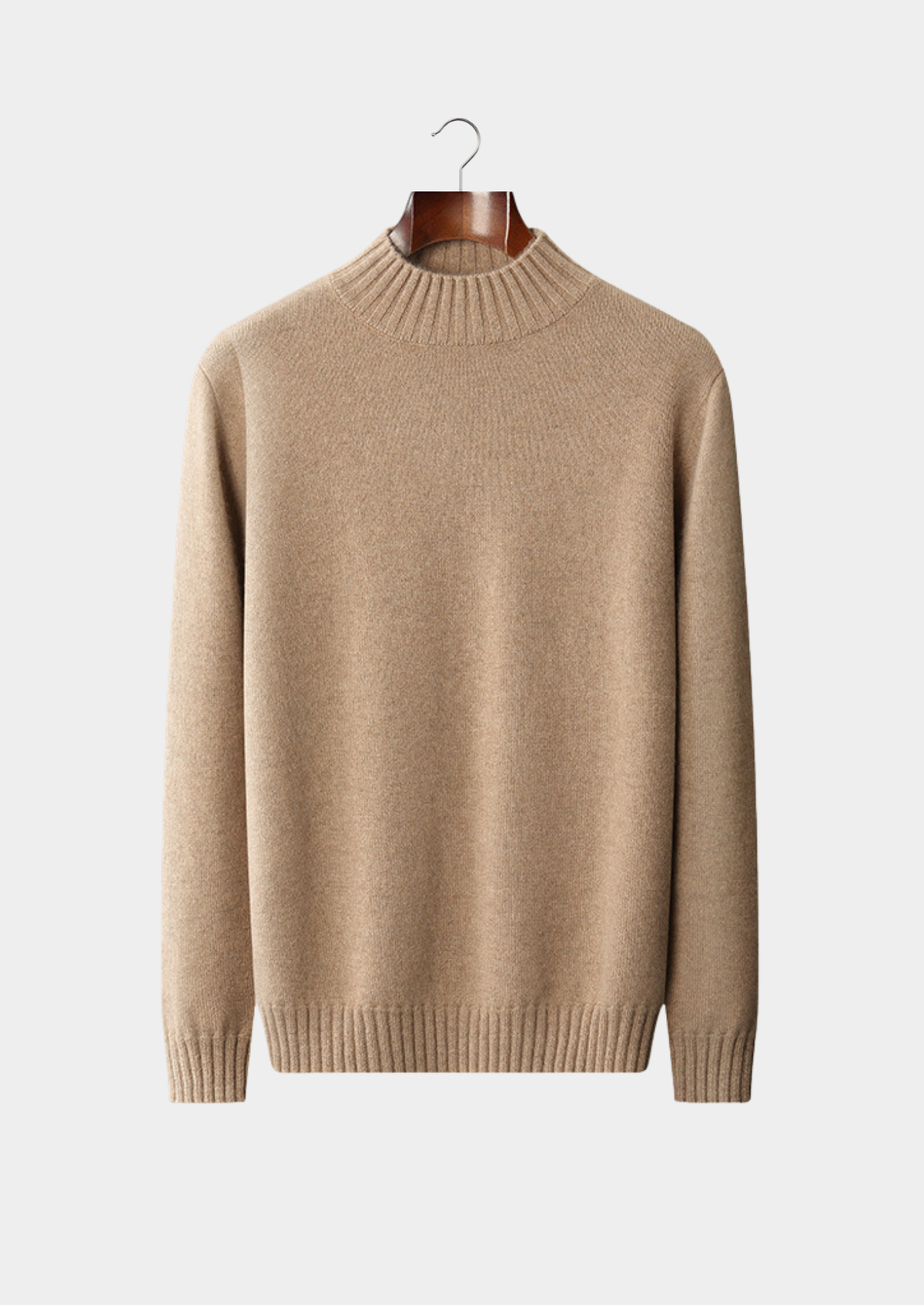 Pure Cashmere Beige Mockneck Sweater | Apuro