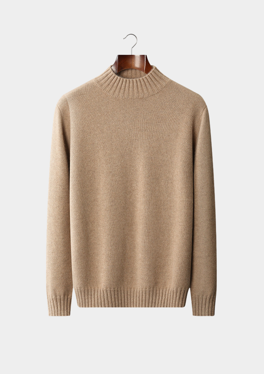 Pure Cashmere Beige Mockneck Sweater | Apuro
