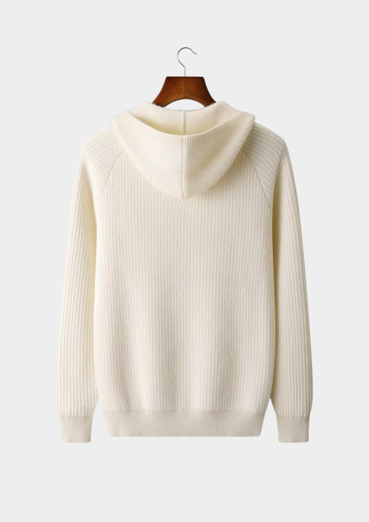 Pure Extra-Fine Merino Wool Ribbed Zipper Hoodie | Apuro