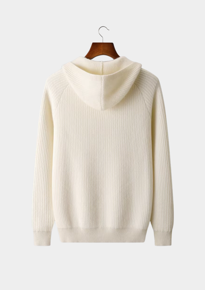 Pure Extra-Fine Merino Wool Ribbed Zipper Hoodie | Apuro