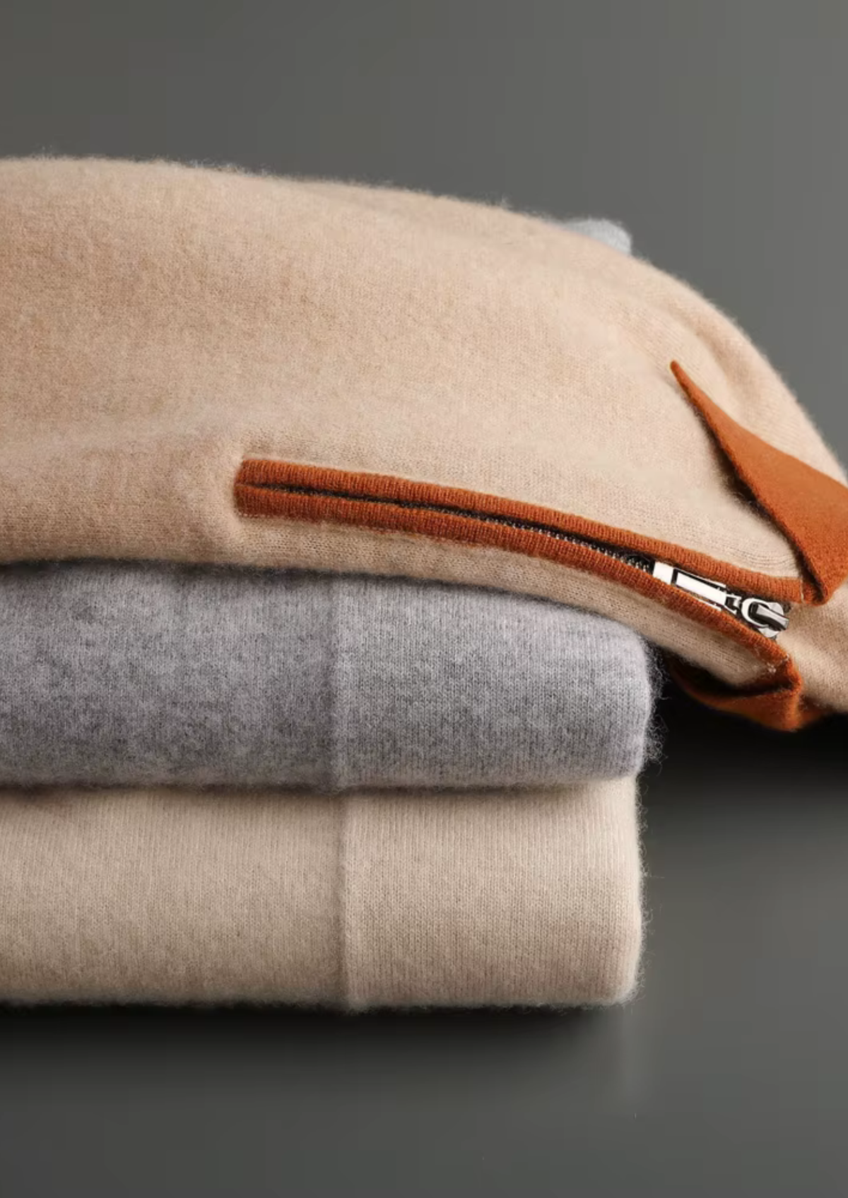 Premium Cashmere Two Tone Zipper Polo | Apuro