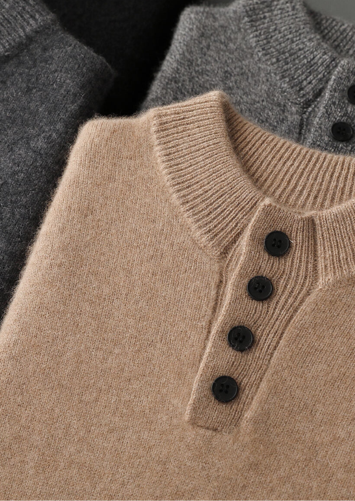 Pure Cashmere Beige Button Sweater | Apuro