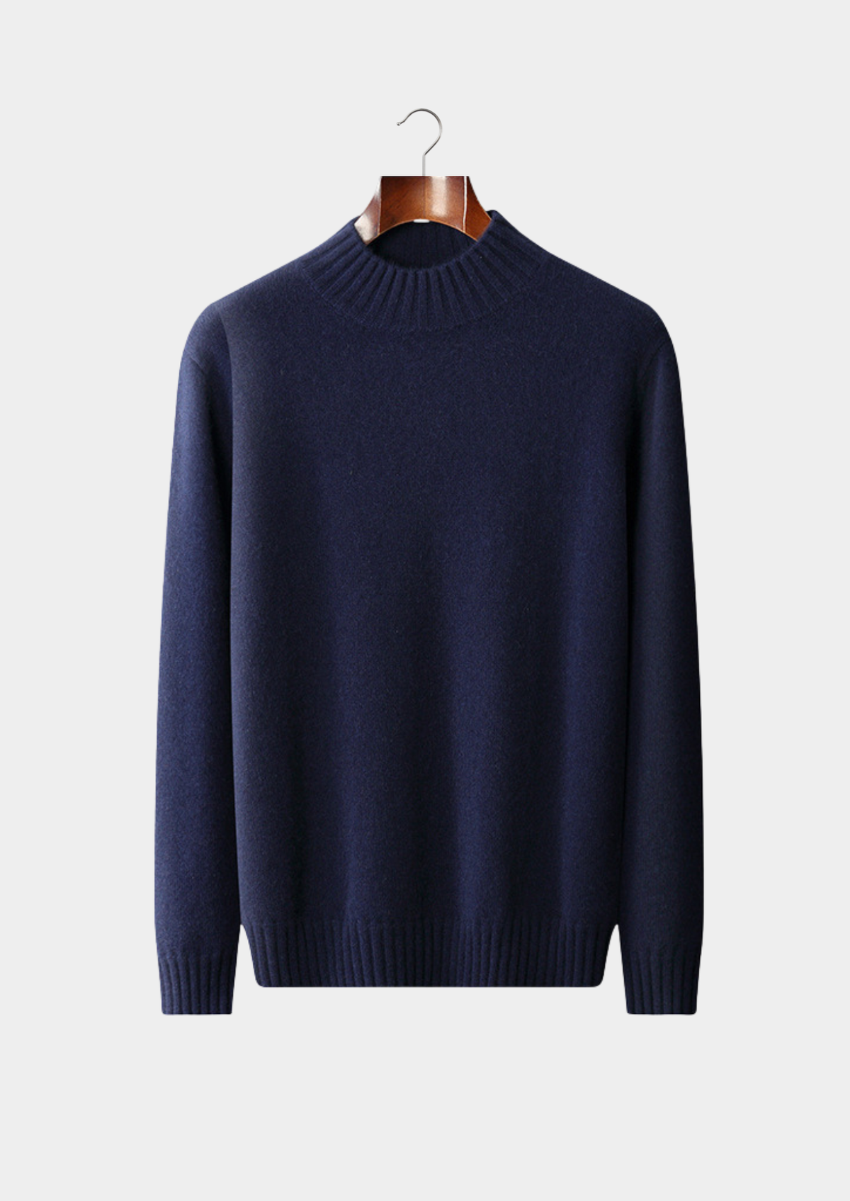 Pure Cashmere Navy Blue Mockneck Sweater | Apuro