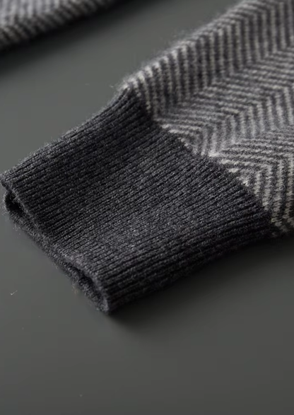 Pure Extra-Fine Merino Wool Gray Herringbone Set | Apuro