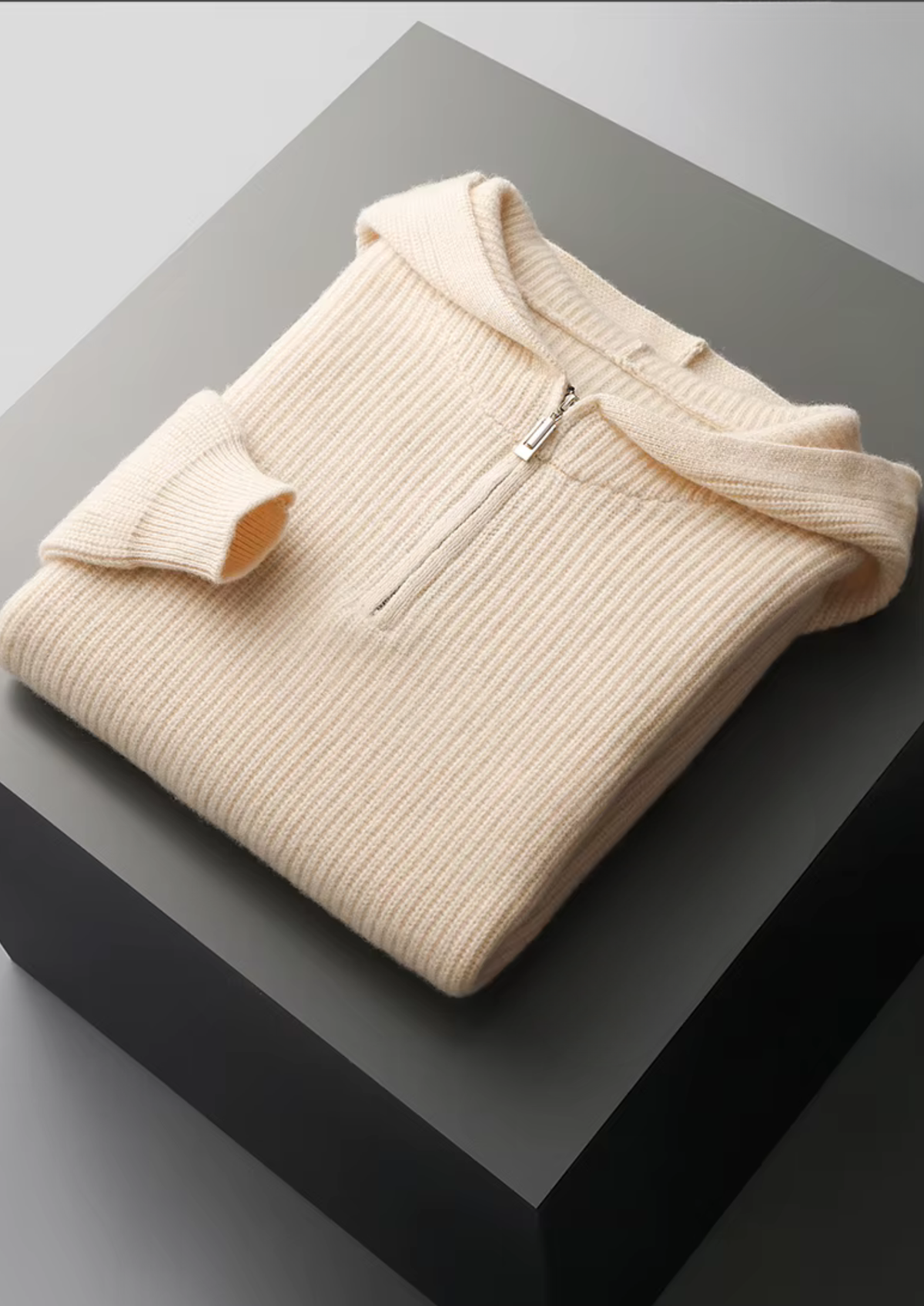 Pure Extra-Fine Merino Wool Half Zipper Hoodie | Apuro