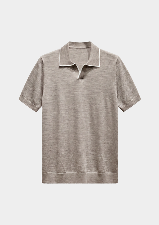 Ellis Beige Lightweight Polo Shirt | Apuro