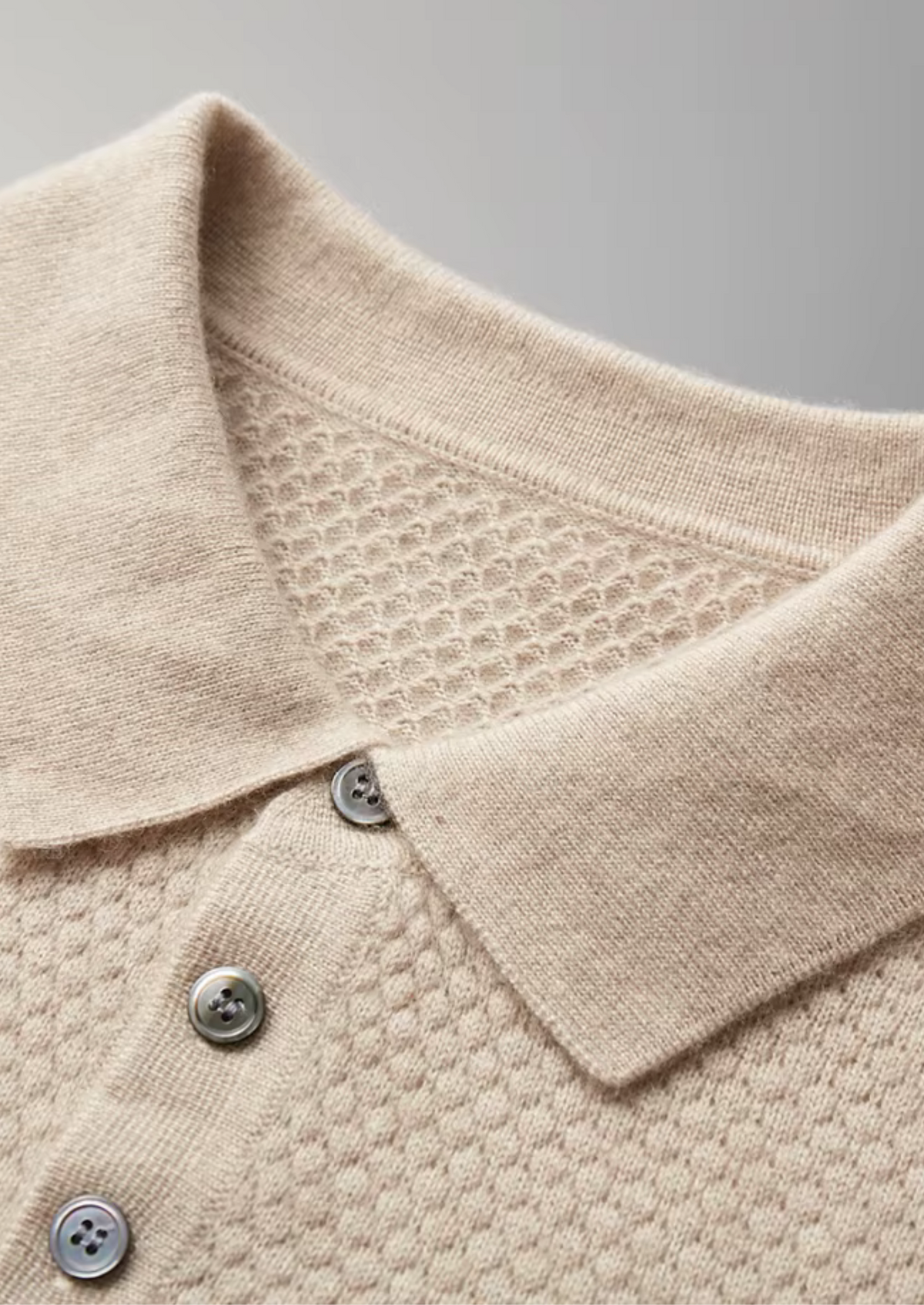 Premium Cashmere Textured Sweater Polo | Apuro