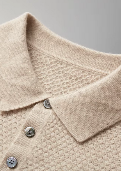 Premium Cashmere Textured Sweater Polo | Apuro