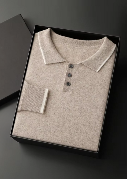 Premium Cashmere Two Tone Button Polo | Apuro