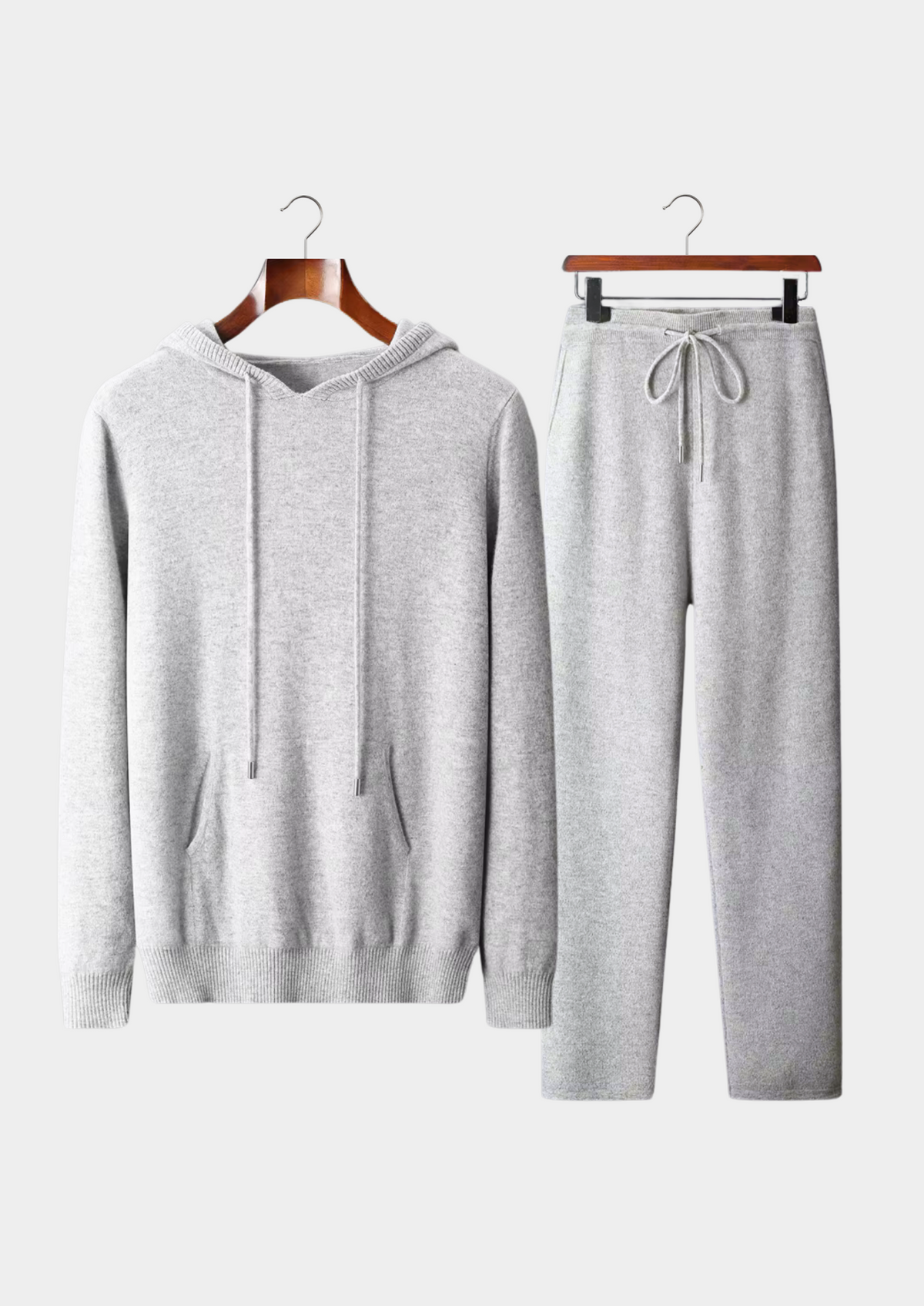 Pure Extra-Fine Merino Wool Light Gray Savro Set | Apuro