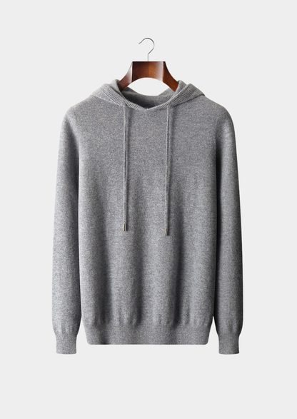 Pure Extra-Fine Merino Wool Light Gray Leisure Hoodie | Apuro