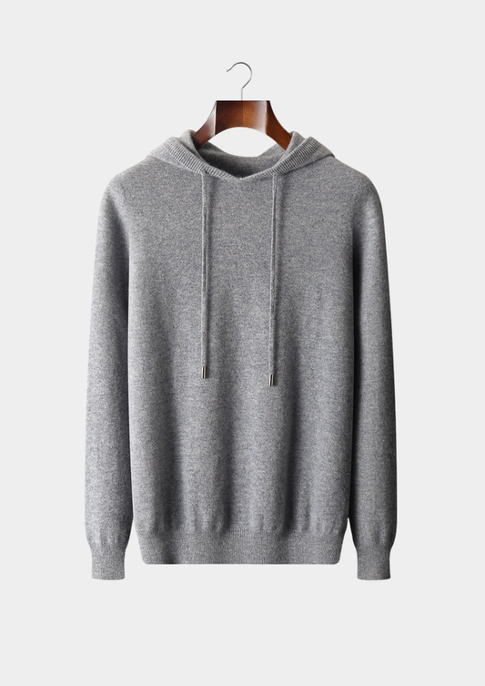 Pure Extra-Fine Merino Wool Light Gray Leisure Hoodie | Apuro