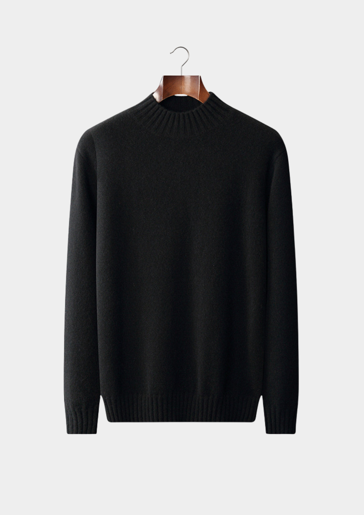 Pure Cashmere Black Mockneck Sweater | Apuro
