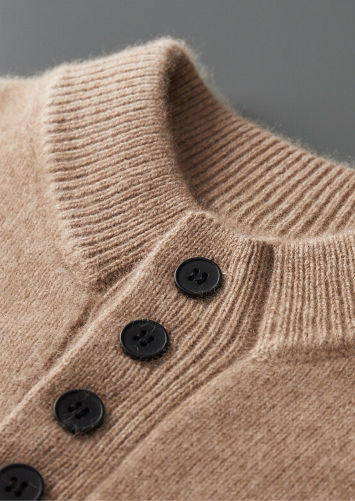 Pure Cashmere Beige Button Sweater | Apuro