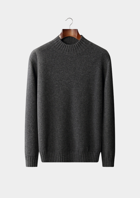 Pure Cashmere Dark Gray Mockneck Sweater | Apuro
