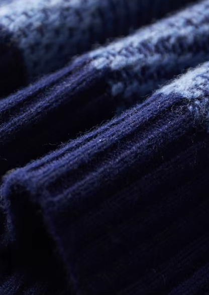Pure Extra-Fine Merino Wool Two Tone Patterned Mockneck | Apuro