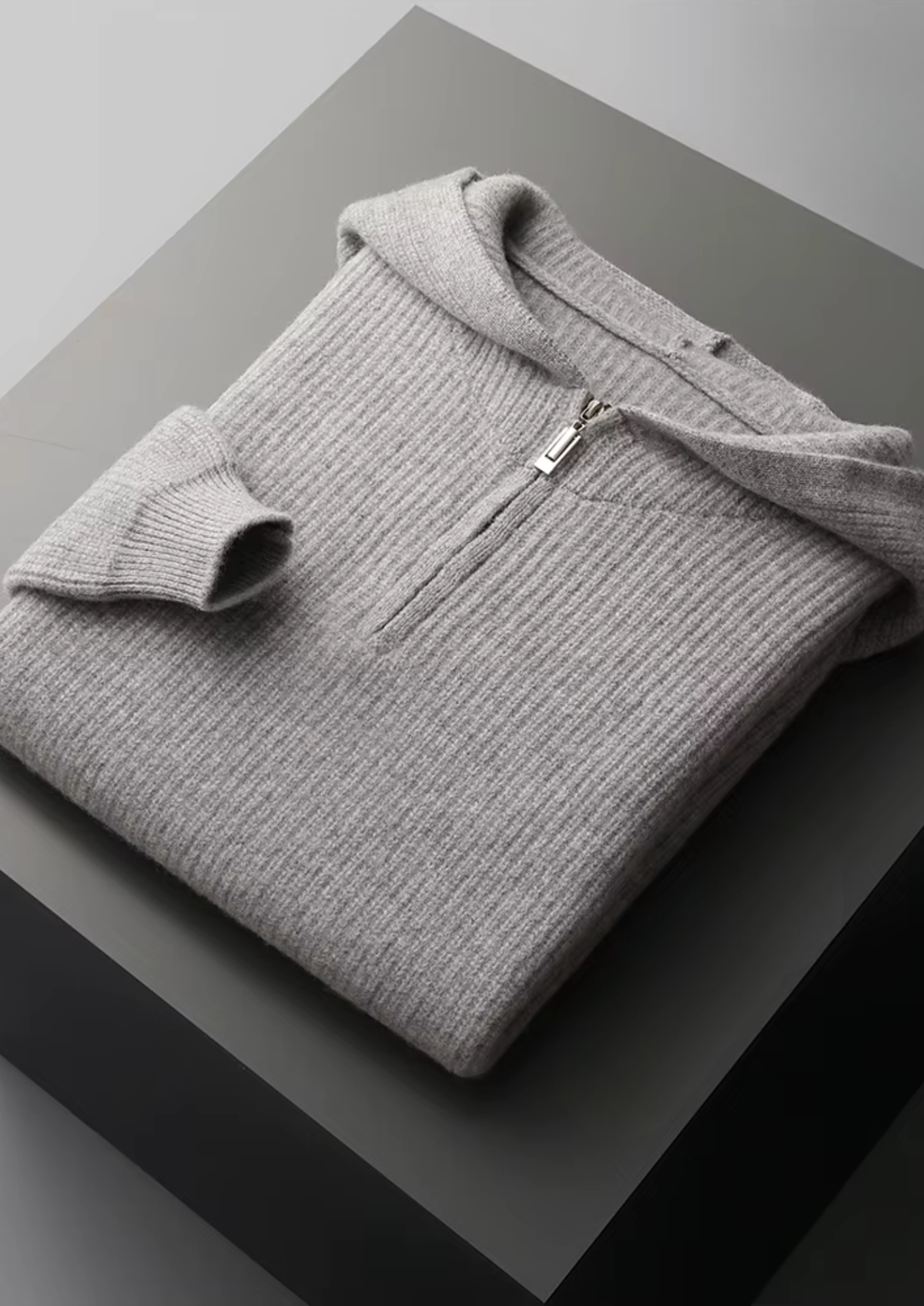 Pure Extra-Fine Merino Wool Half Zipper Hoodie | Apuro