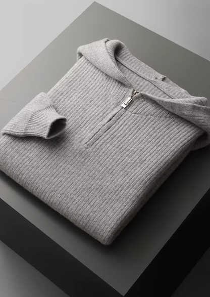 Pure Extra-Fine Merino Wool Half Zipper Hoodie | Apuro