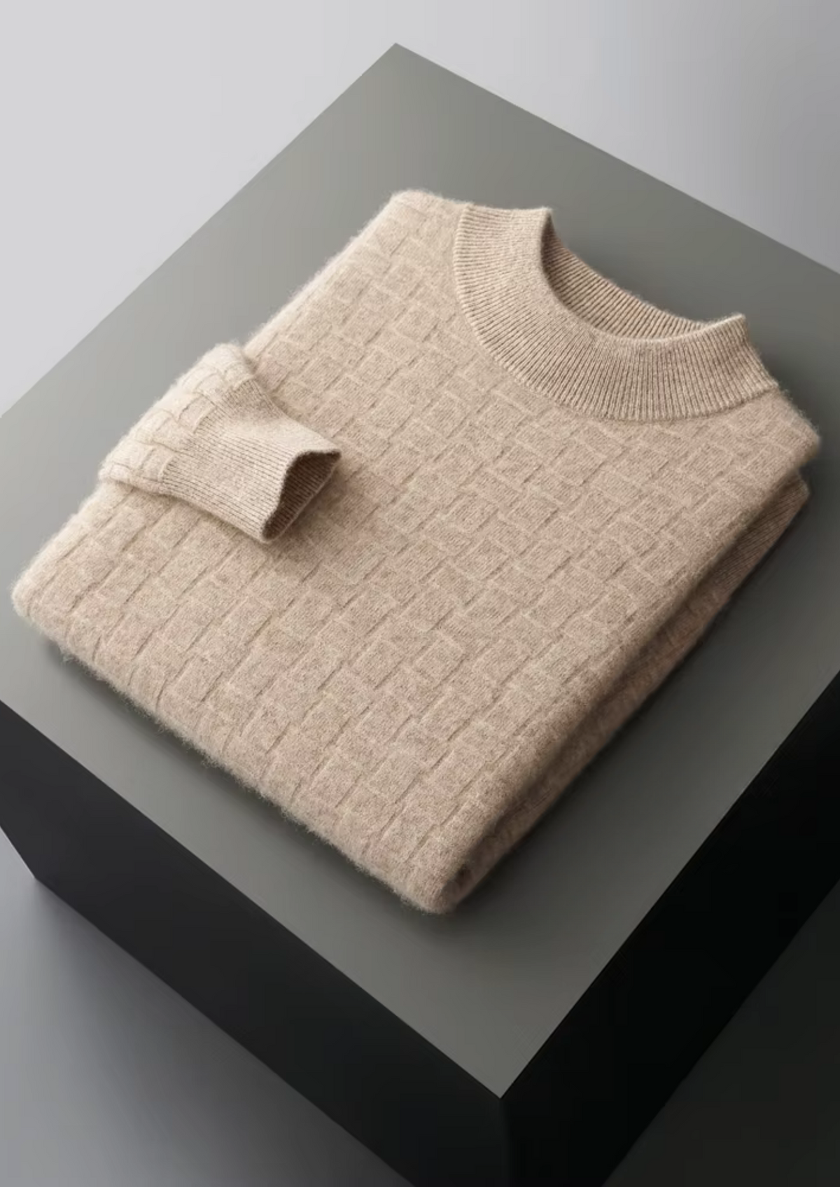 Pure Extra-Fine Merino Wool Textured Mockneck | Apuro