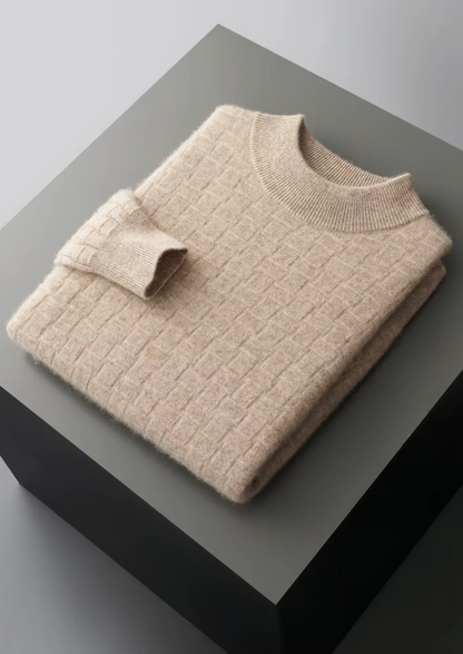 Pure Extra-Fine Merino Wool Textured Mockneck | Apuro