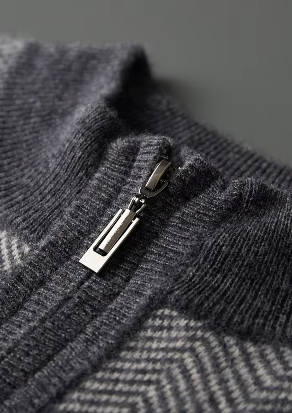Pure Extra-Fine Merino Wool Gray Herringbone Set | Apuro