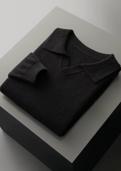 Pure Extra-Fine Merino Wool Ribbed Buttonless Polo | Apuro