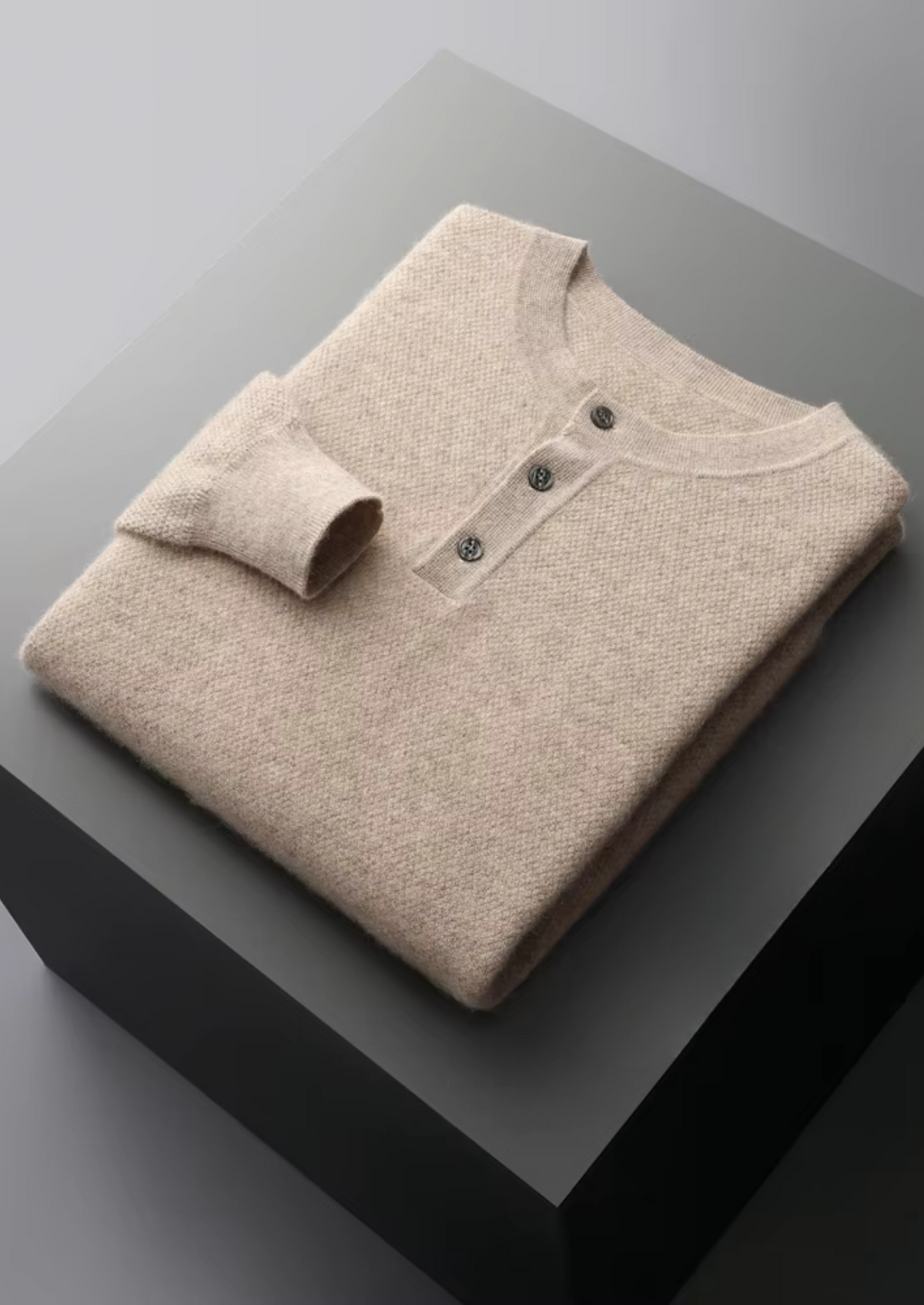 Premium Cashmere Classic Henley Sweater | Apuro
