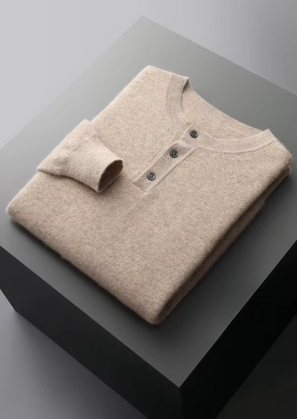 Premium Cashmere Classic Henley Sweater | Apuro