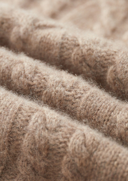 Pure Cashmere Beige Cable Half Zip Sweater | Apuro