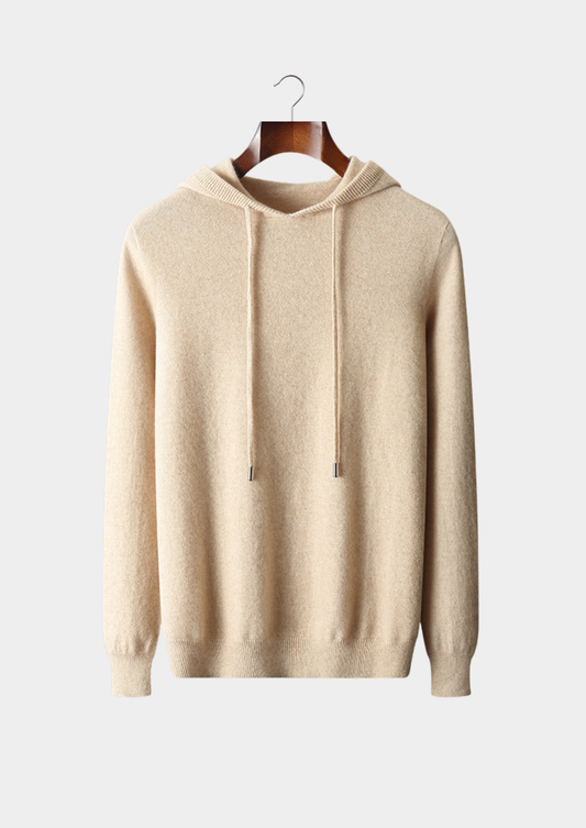 Pure Extra-Fine Merino Wool Sand Leisure Hoodie | Apuro