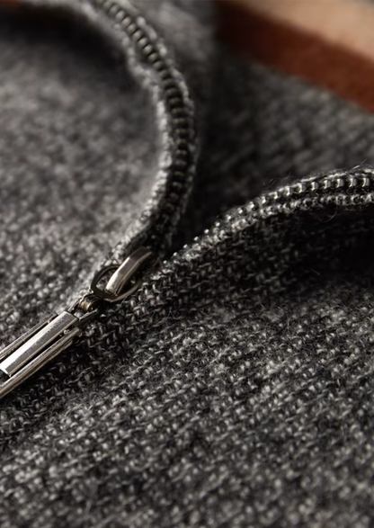 Pure Cashmere Striped Zip Cardigan | Apuro