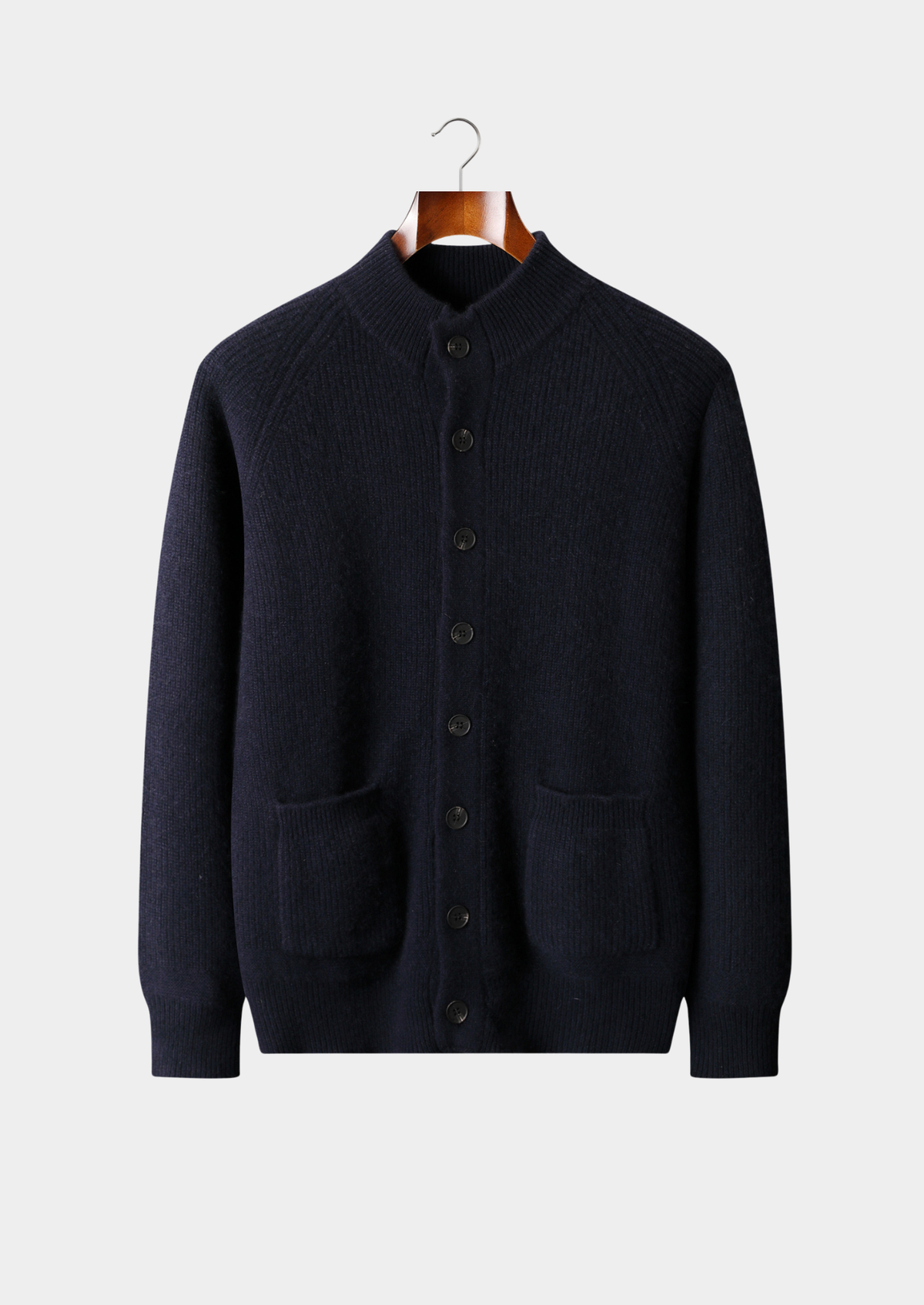 Pure Cashmere Navy Blue Button Overshirt | Apuro