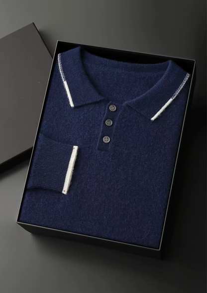 Premium Cashmere Two Tone Button Polo | Apuro