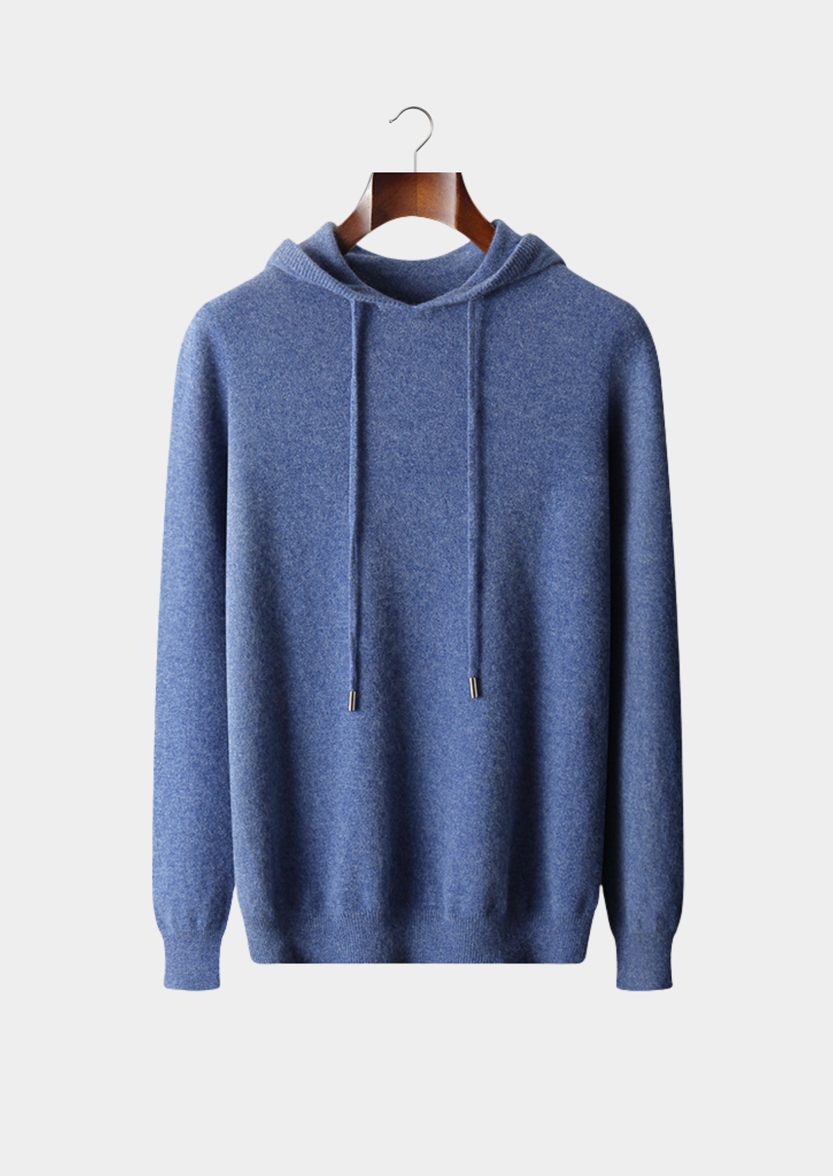 Pure Extra-Fine Merino Wool Sea Blue Leisure Hoodie | Apuro