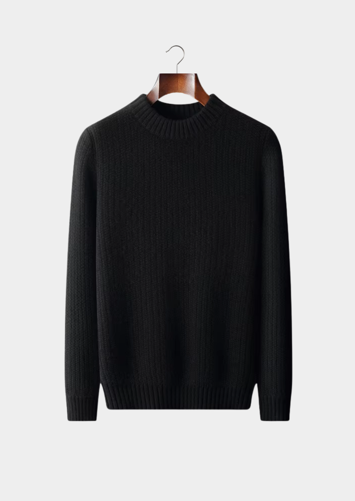 Pure Cashmere Black Heavyweight Crewneck | Apuro