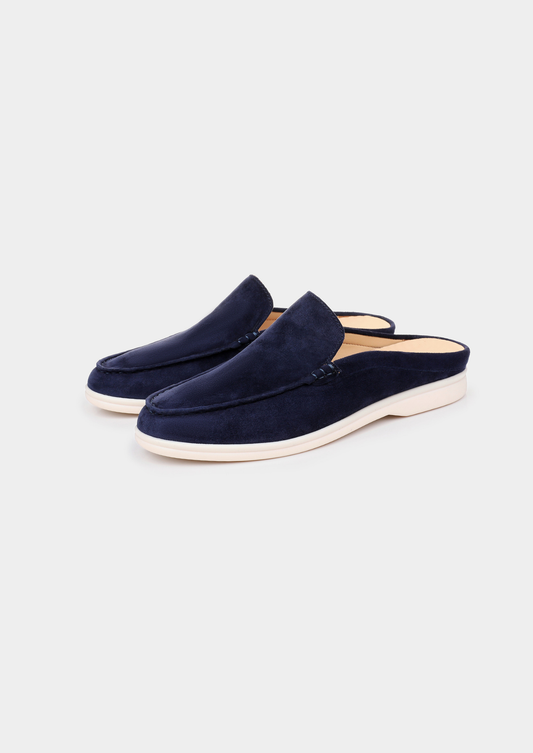 Navy Blue Marina Suede Slipper | Apuro