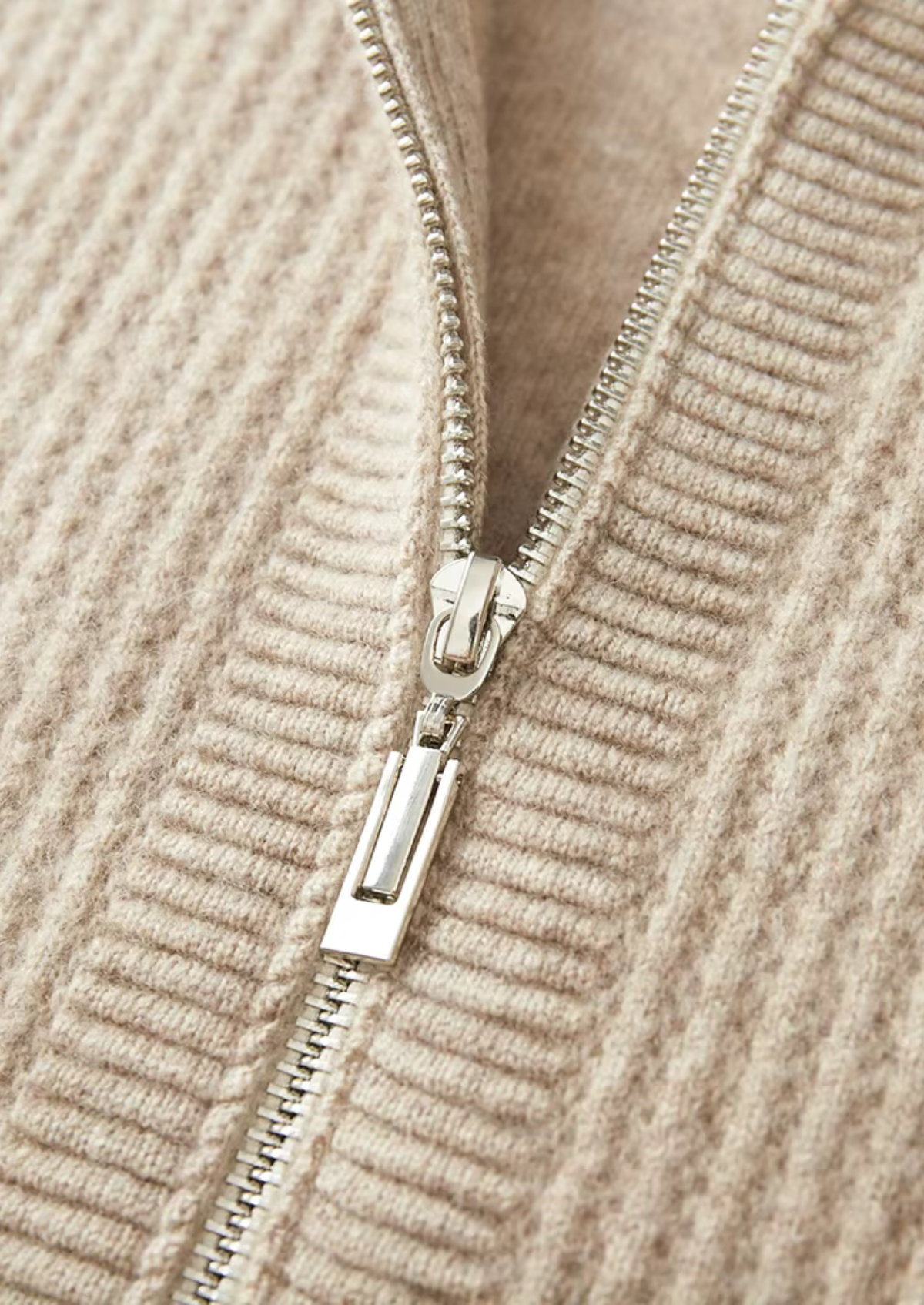 Pure Extra-Fine Merino Wool Ribbed Zipper Hoodie | Apuro