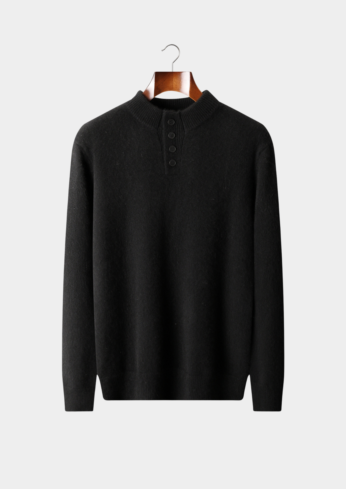 Pure Cashmere Black Button Sweater | Apuro