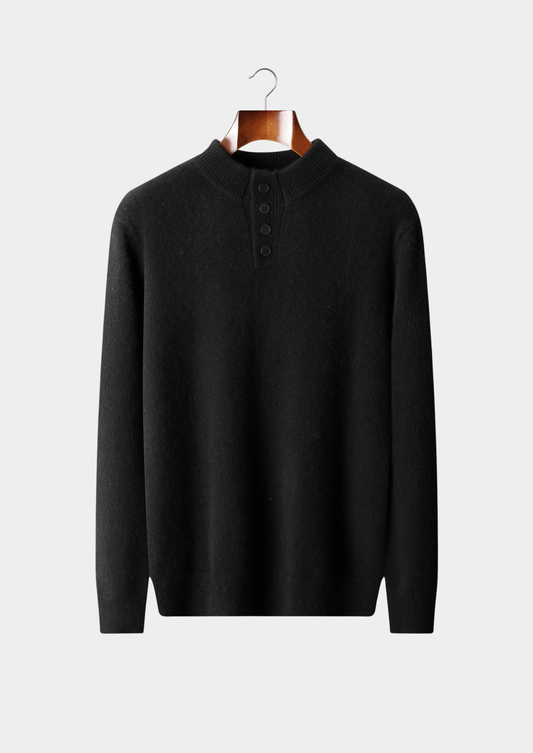 Pure Cashmere Black Button Sweater | Apuro